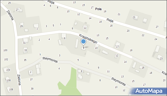 Zalasowa, Krasińskiego Zygmunta, 8, mapa Zalasowa
