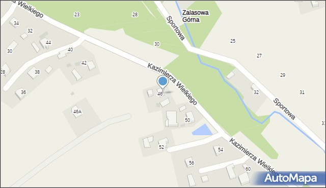 Zalasowa, Króla Kazimierza Wielkiego, 48, mapa Zalasowa