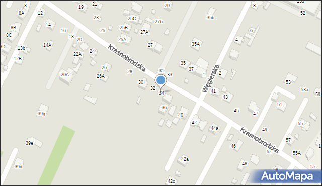 Zamość, Krasnobrodzka, 34, mapa Zamościa