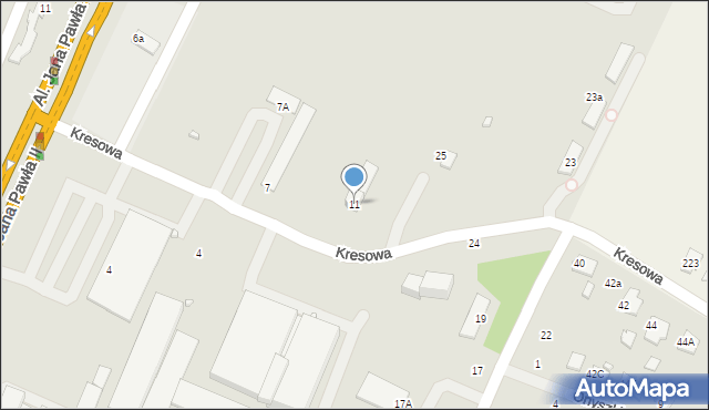 Zamość, Kresowa, 11, mapa Zamościa