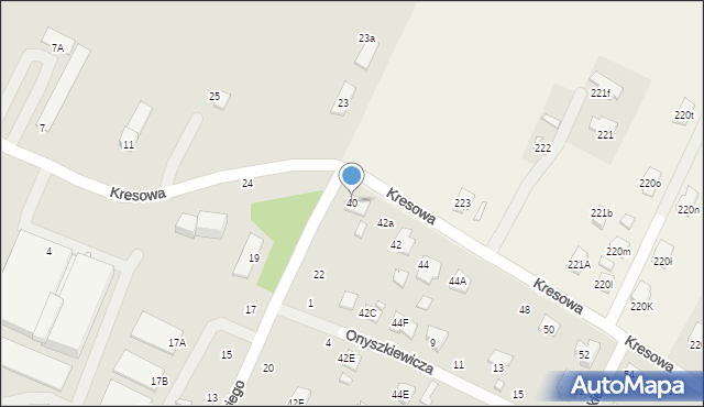 Zamość, Kresowa, 40, mapa Zamościa