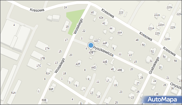 Zamość, Kresowa, 42E, mapa Zamościa