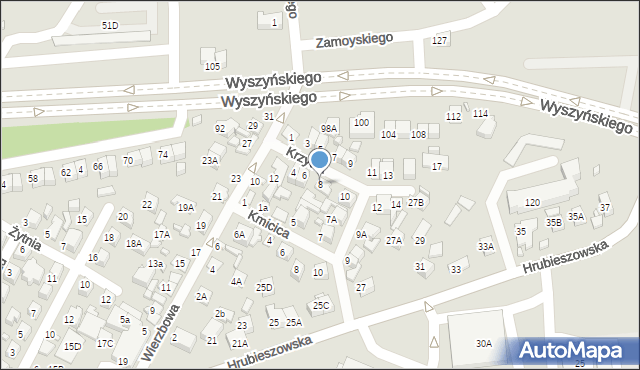 Zamość, Krzywa, 8, mapa Zamościa