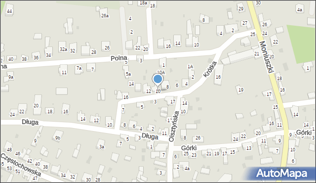 Żarki, Krótka, 10, mapa Żarki