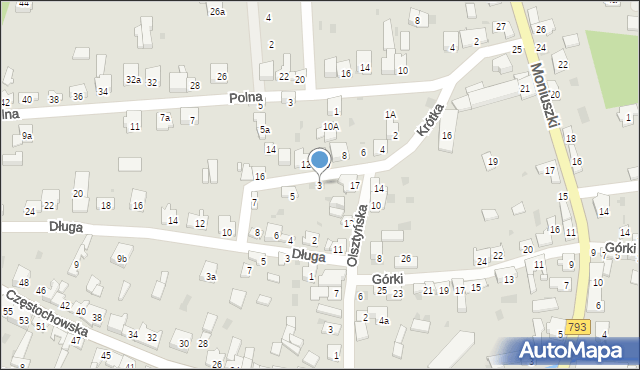 Żarki, Krótka, 3, mapa Żarki