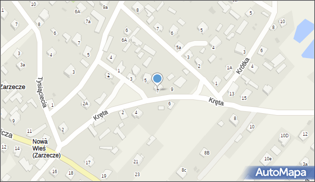Zarzecze, Kręta, 7, mapa Zarzecze