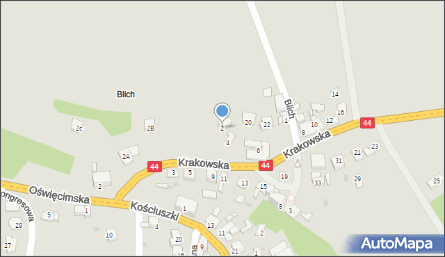 Zator, Krakowska, 2, mapa Zator
