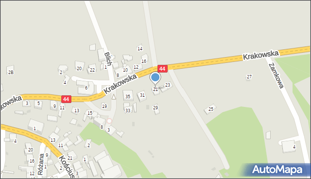 Zator, Krakowska, 21, mapa Zator