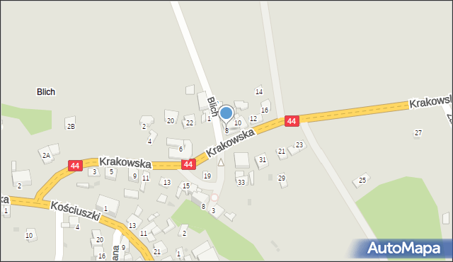 Zator, Krakowska, 8, mapa Zator