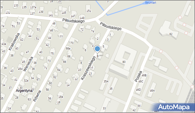 Zawiercie, Kraszewskiego Józefa Ignacego, 9, mapa Zawiercie