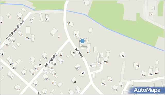 Zawiercie, Krzywa, 32, mapa Zawiercie