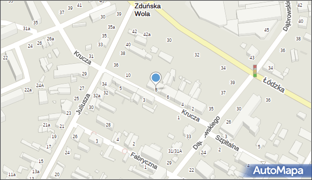 Zduńska Wola, Krucza, 8, mapa Zduńska Wola