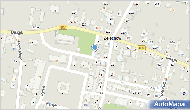 Żelechów, Krótka, 1, mapa Żelechów