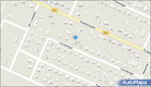 Zelów, Króla Bolesława Chrobrego, 23, mapa Zelów