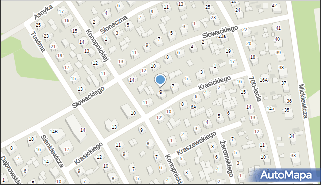 Żerków, Krasickiego Ignacego, bp., 9, mapa Żerków