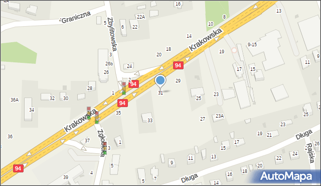 Zgłobice, Krakowska, 31, mapa Zgłobice