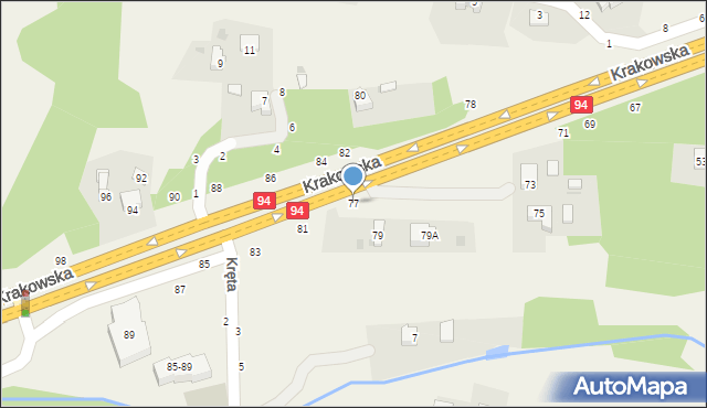 Zgłobice, Krakowska, 77, mapa Zgłobice