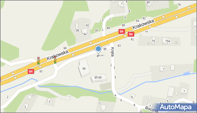 Zgłobice, Krakowska, 87, mapa Zgłobice