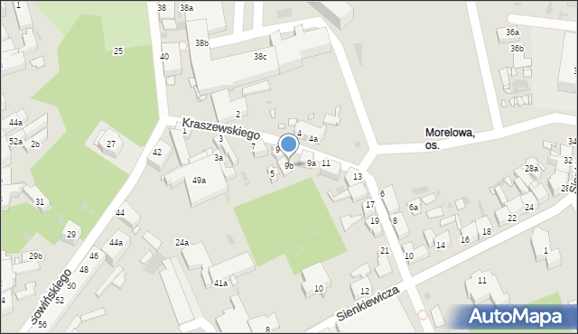 Zielona Góra, Kraszewskiego Józefa Ignacego, 9b, mapa Zielona Góra