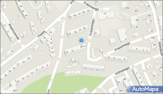 Zielona Góra, Krasickiego Ignacego, bp., 27, mapa Zielona Góra