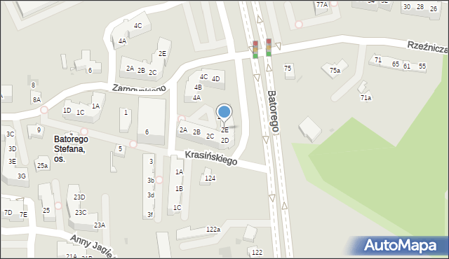 Zielona Góra, Krasińskiego Zygmunta, 2E, mapa Zielona Góra