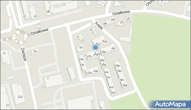 Zielona Góra, Kręta, 47a, mapa Zielona Góra