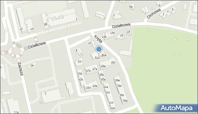 Zielona Góra, Kręta, 51c, mapa Zielona Góra