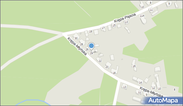 Zielona Góra, Krępa-Młyńska, 24, mapa Zielona Góra