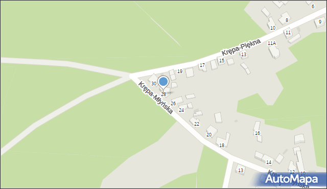 Zielona Góra, Krępa-Młyńska, 28, mapa Zielona Góra