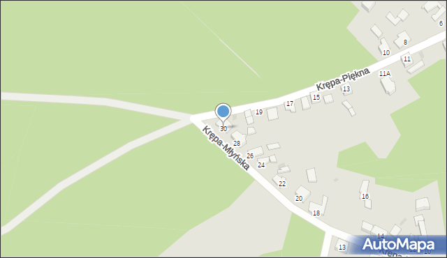 Zielona Góra, Krępa-Młyńska, 30, mapa Zielona Góra