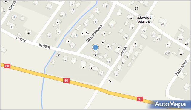 Zławieś Wielka, Krótka, 2, mapa Zławieś Wielka