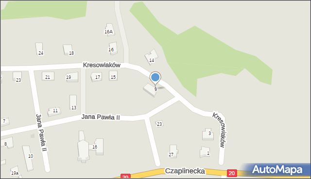 Złocieniec, Kresowiaków, 9, mapa Złocieniec