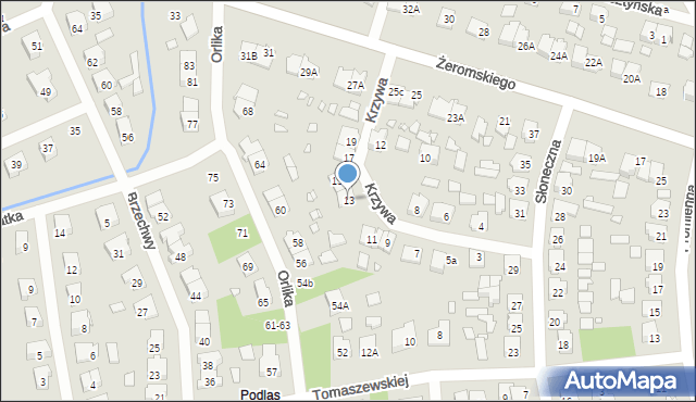 Żyrardów, Krzywa, 13, mapa Żyrardów