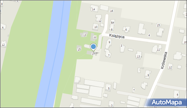 Aleksandrów, Książęca, 17, mapa Aleksandrów