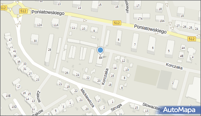 Bartoszyce, Księcia Józefa Poniatowskiego, 8A, mapa Bartoszyce