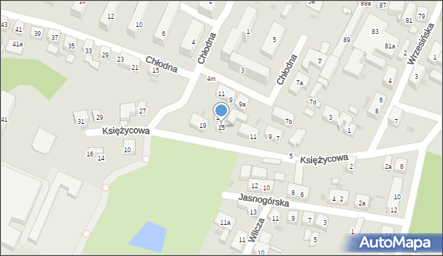 Bydgoszcz, Księżycowa, 15, mapa Bydgoszczy