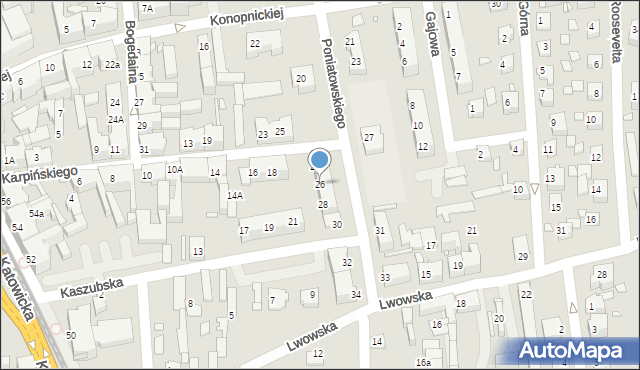 Chorzów, Księcia Józefa Poniatowskiego, 26, mapa Chorzów