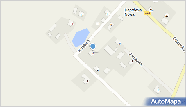 Dąbrówka Nowa, Książęca, 4, mapa Dąbrówka Nowa