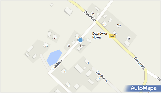 Dąbrówka Nowa, Książęca, 8, mapa Dąbrówka Nowa