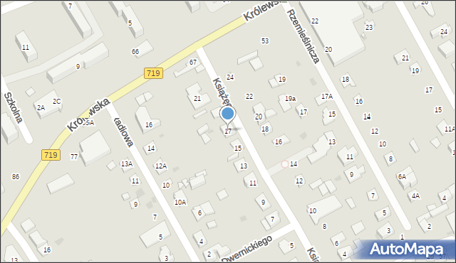 Grodzisk Mazowiecki, Książęca, 17, mapa Grodzisk Mazowiecki