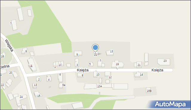 Grzawa, Księża, 11, mapa Grzawa