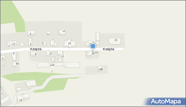 Grzawa, Księża, 14, mapa Grzawa