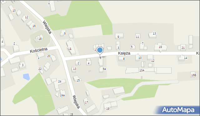 Grzawa, Księża, 6, mapa Grzawa