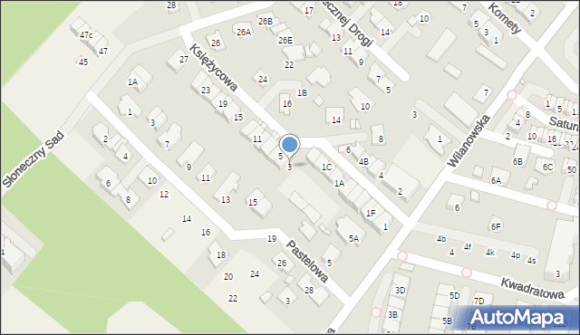 Józefosław, Księżycowa, 3, mapa Józefosław