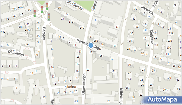 Katowice, Księcia Józefa Poniatowskiego, 13, mapa Katowic