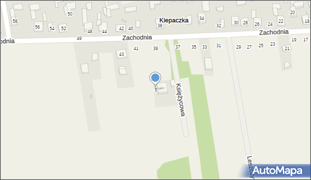 Klepaczka, Księżycowa, 3, mapa Klepaczka