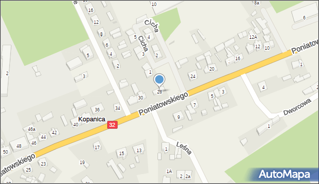 Kopanica, Księcia Józefa Poniatowskiego, 28, mapa Kopanica