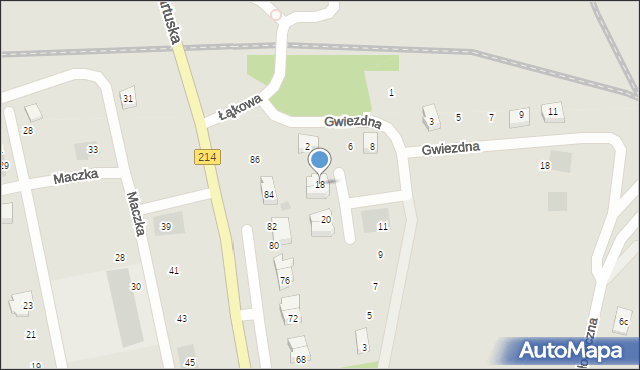 Kościerzyna, Księżycowa, 18, mapa Kościerzyna