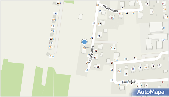 Koszyce Wielkie, Księżycowa, 26, mapa Koszyce Wielkie