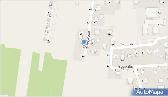 Koszyce Wielkie, Księżycowa, 30, mapa Koszyce Wielkie